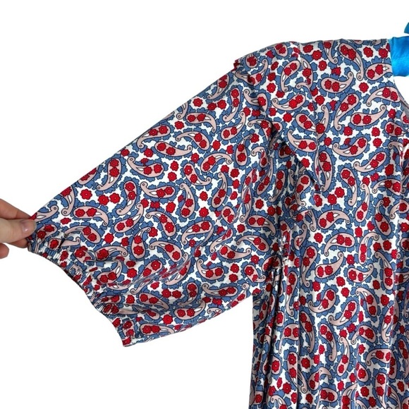 BODEN PAISLEY SHORT SLEEVE RUFFLE JERSEY MIDI DRESS US 12 LONG - Picture 11 of 15